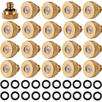 20 Pack Brass Misting Nozzles With 20Pc Brass Misting Nozzles O Ring,Heavy Duty Misting Nozzle 0.02" Orifice (0.5 Mm)10/24 Unc For Outdoor Cooling System Dust Control