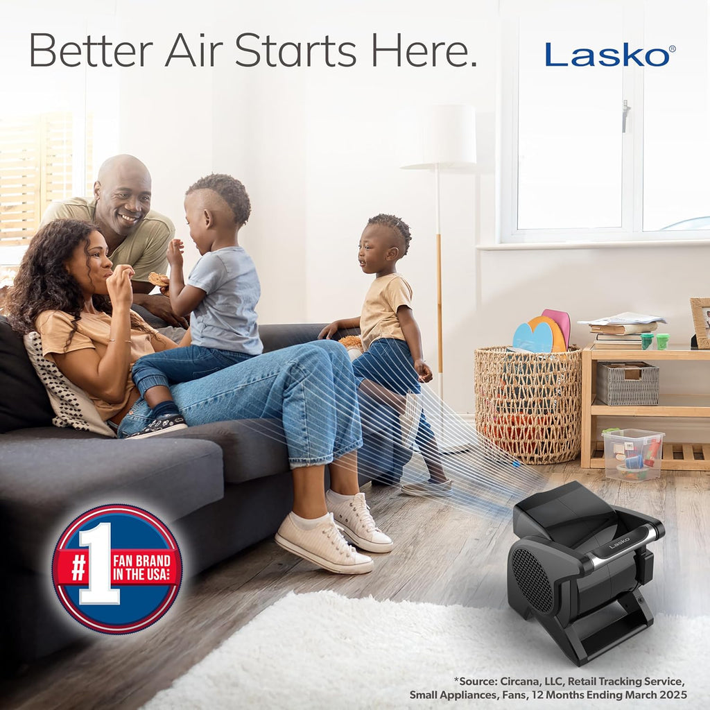 Lasko High Velocity Fan, 15", 375 Cfm, Professional Utility Pivoting Blower Fan With 3 Speeds, 2 Accessory Outlets, 120V, Black, Model U15617