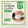 10 Pcs Cheese Cloths, 20X20 Inch Grade 100 Hemmed Cheesecloth For Cooking, Reusable Unbleached Cotton Strainer For Juicing, Baking, Cheese And Yogurt Making