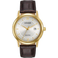 Citizen Men'S Classic Eco-Drive Leather Strap Watch, 3-Hand Date