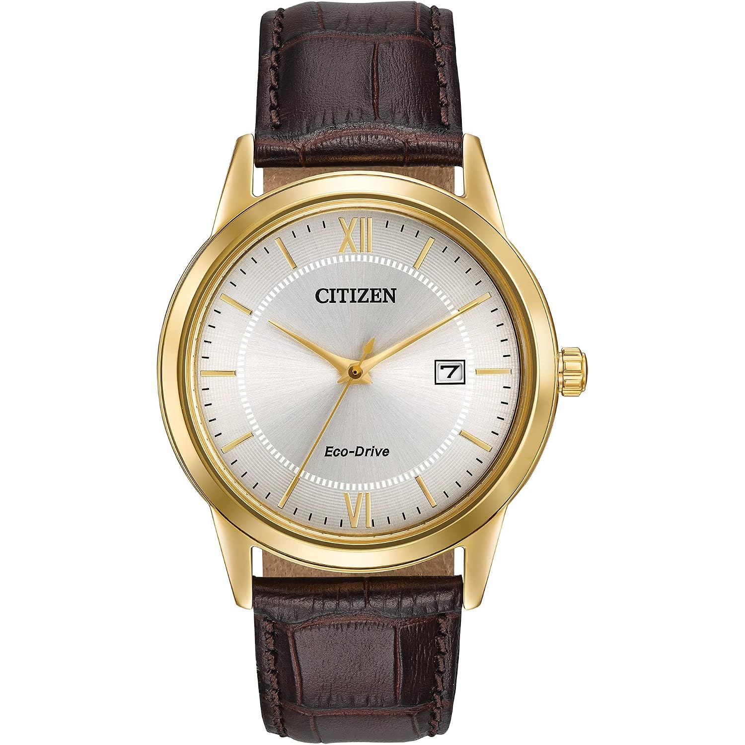 Citizen Men'S Classic Eco-Drive Leather Strap Watch, 3-Hand Date