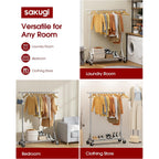 Heavy Duty Stainless Steel Rolling Clothes Rack With Mesh Shelf, Lockable Wheels & Anti-Slip Stoppers, Large Capacity Clothing Organizer For Bedroom, Laundry Room, 42.5" X 16.5" X 65.9", Silver