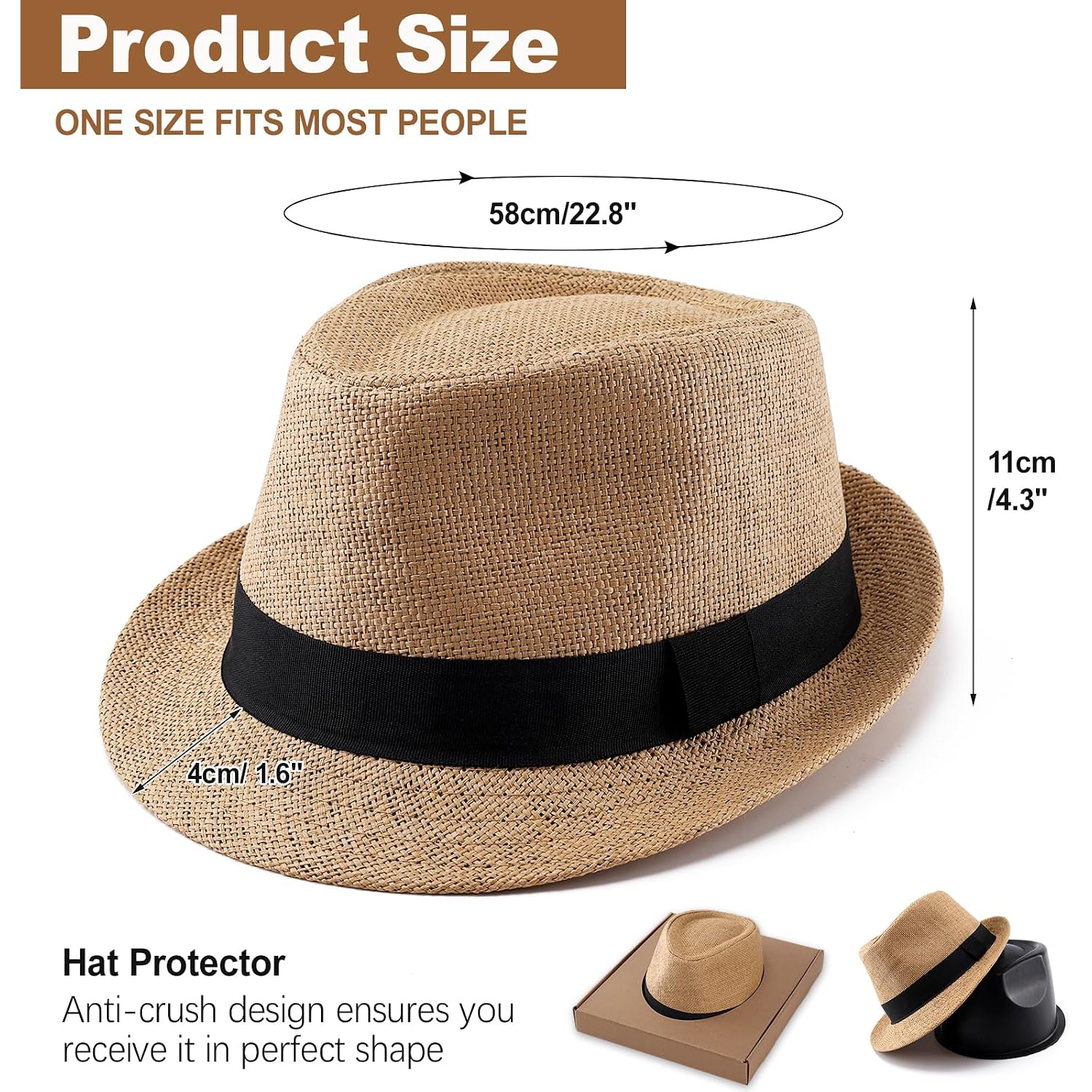 Straw Fedora Hats For Men Women, 1920S Short Brim Trilby Panama Hat Summer Beach Sun Cap