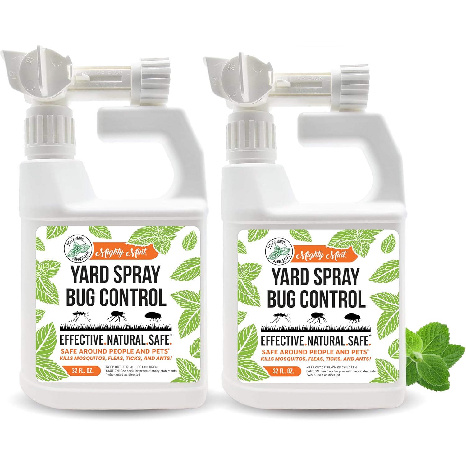 Mighty Mint Peppermint Oil Lawn & Yard Bug Control Spray – Natural Outdoor Pest Repellent For Fleas, Ticks, Mosquitoes, Ants, And More – Plant-Based, Extra-Strength Formula – 32 Oz (Pack Of 2)