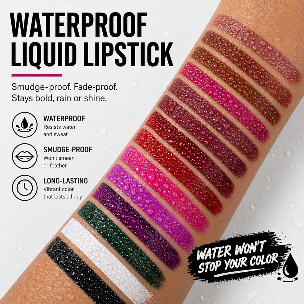 Black Matte Liquid Lipstick - Pure Black, Up to 16H Wear, Smudge Proof Transfer-Proof & Waterproof, High Pigment Lip Color for Goth, Cosplay, Halloween, 0.17 Fl Oz (Mystical Moment)