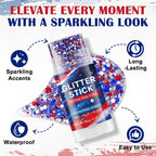 Red White Blue Glitter Stick - Hexagonal Patriotic Body Face Glitter Gel Makeup For Women Kids - Hypoallergenic Alcohol Free Hair Glitter For 4Th Of July, 250Th Independence Day Outfits, Soccer Game