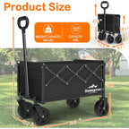 Cozeer Wagons Carts Foldable, 360Lbs Folding Heavy Duty Wagon With Wheels | Portable, Collapsible, Foldable, Lightweight, Heavy Duty Cart For Shopping, Beach, Camping, Sports, Garden, Groceries