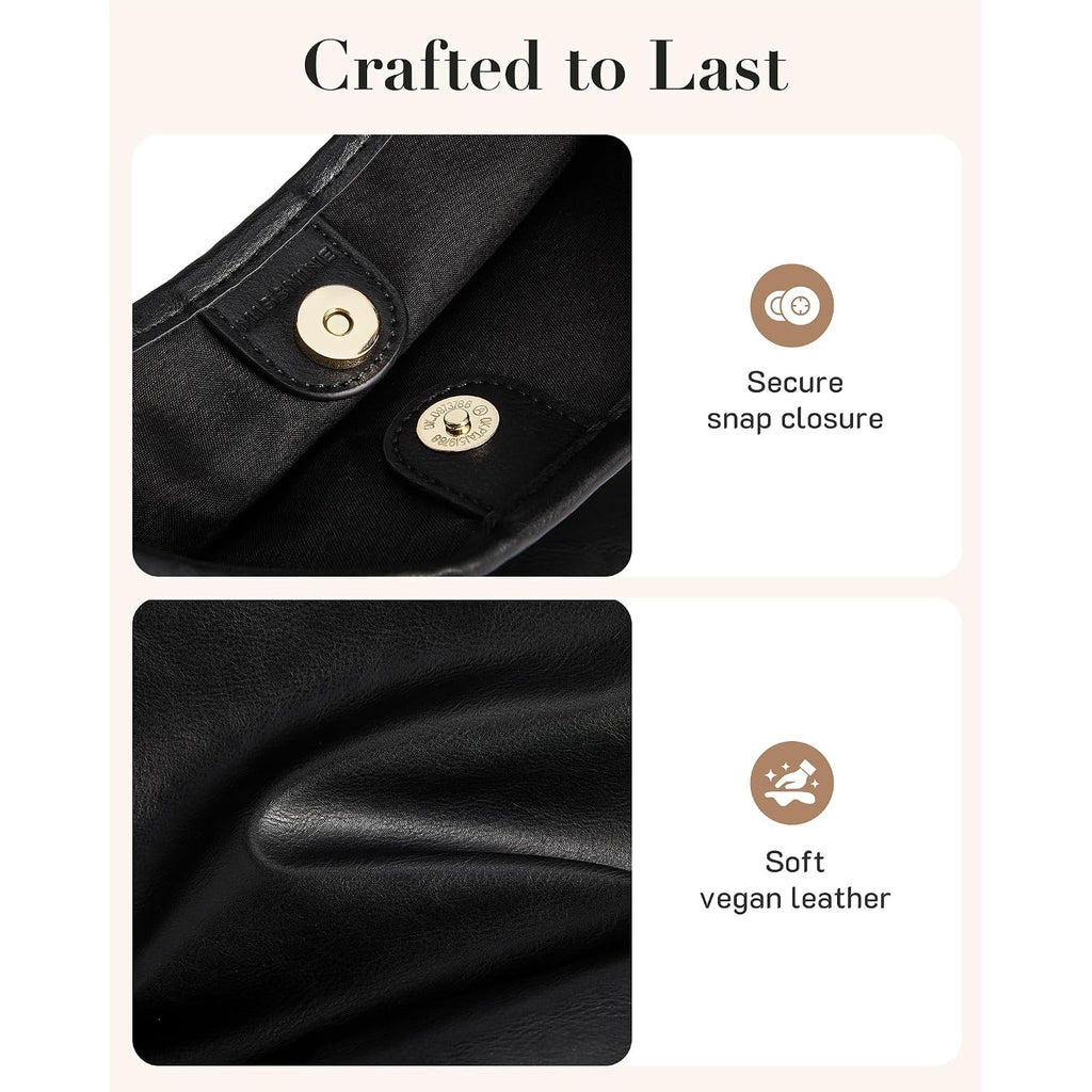 Missnine Hobo Bags Purses For Women, Soft Shoulder Bag Vegan Leather Tote Crossbody Purse Ladies Slouchy Handbag With Pouch