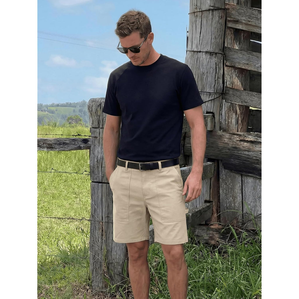 Jmierr Men'S Cotton Carpenter Work Shorts - Button & Elastic Waist, Multi-Pocket Casual Shorts