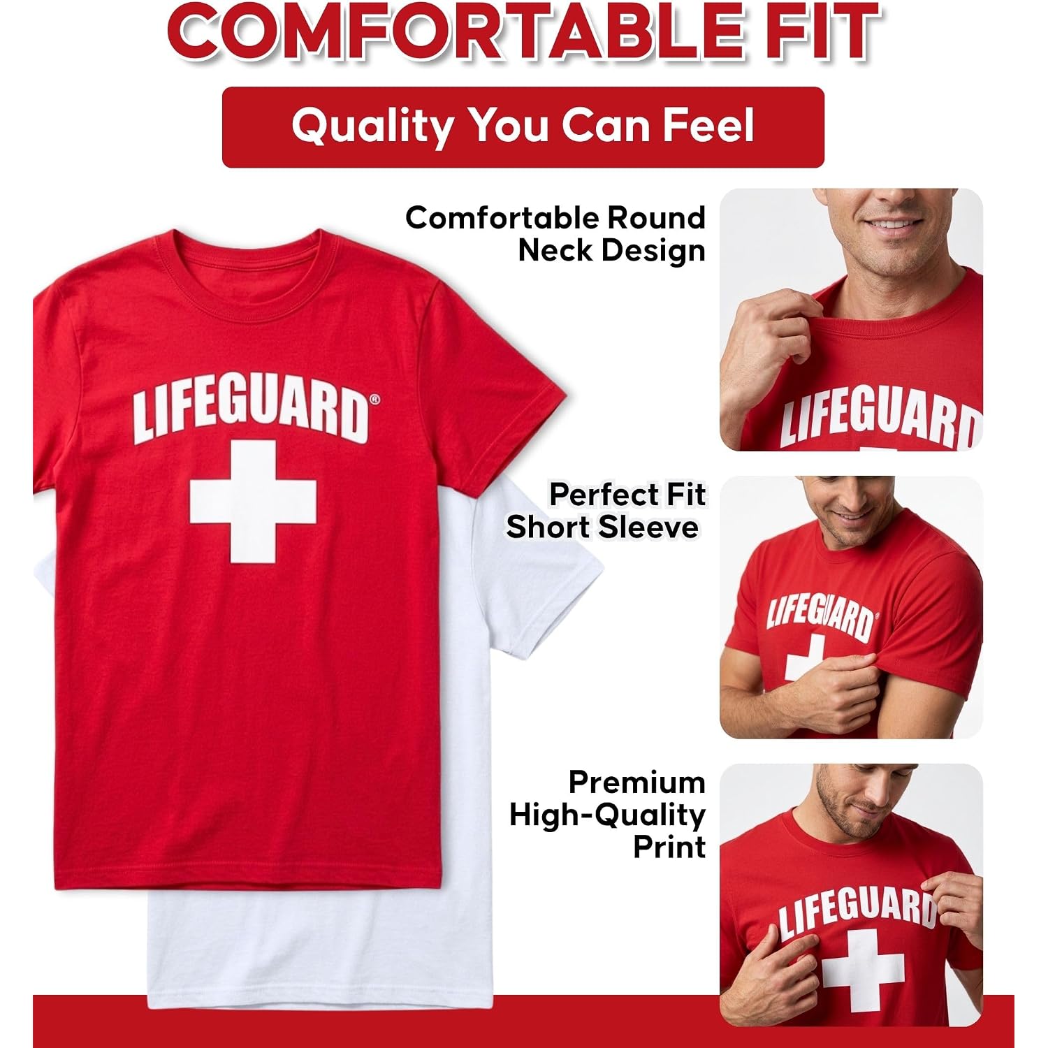 Lifeguard Officially Licensed 2-Pack Short Sleeve Crew Neck T-Shirt For Men Women Unisex Tee