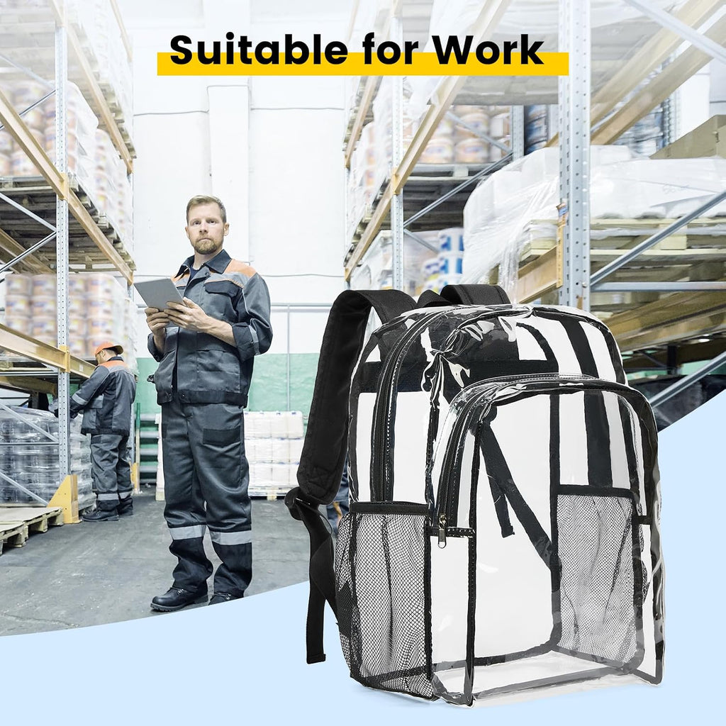 Vorspack Clear Backpack For School, 16 Inch Large Clear Bookbag | Lightweight See Through Backpacks For Girls And Boys, Reinforced Straps, Heavy Duty Transparent Clear Bag For Work Travel