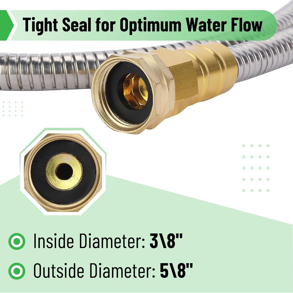 Unco- Metal Garden Hose, 10 Feet Stainless Steel No Kink, Durable Flexible | Water Hose For Garden, Yard, Outdoor Watering And Cleaning, Metal Hose For Everyday Outdoor Use