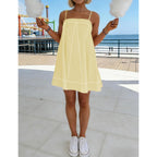 Womens Contrast Stitch Mini Dresses Adjustable Spaghetti Strap Cami Dress Casual Vacation Sundress With Pockets