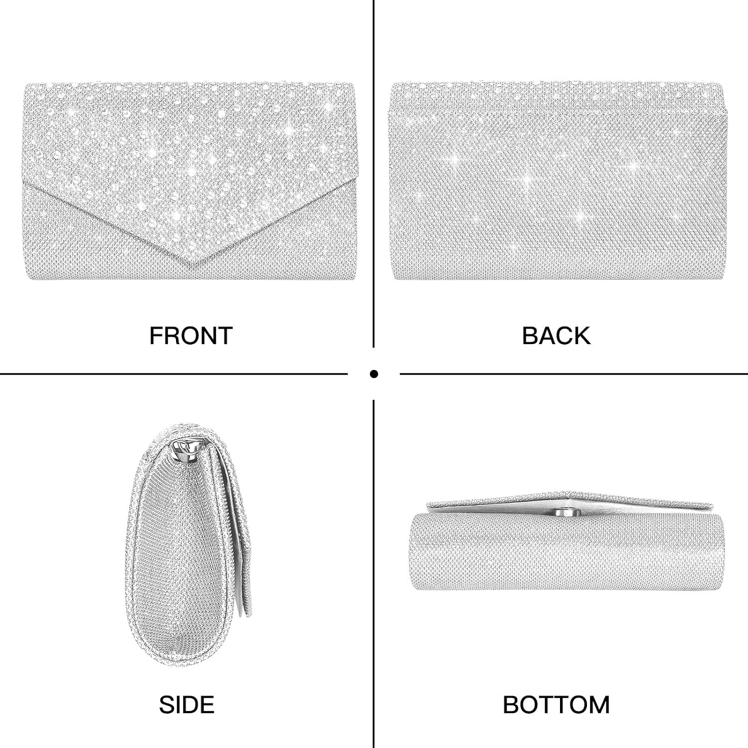 Clutch Purses For Women Rhinestone Evening Bags Crossbody Envelope Handbags For Wedding Cocktail Prom Party