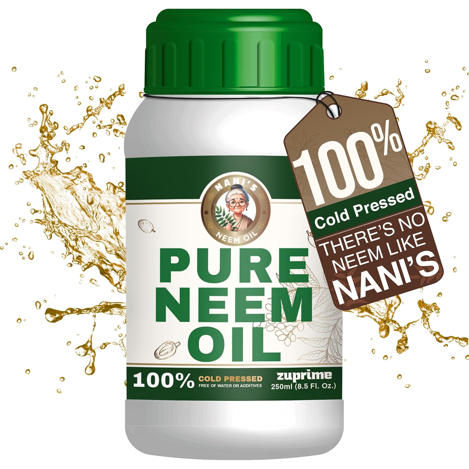 Nani'S Pure Neem Oil For Plants Concentrate - Dilute For Use As Organic Neem Oil Spray For Plants, Outdoor & Indoor Use - 100% Cold Pressed - Horticultural Enhanced Plant Health & Shine Need (8.5 Oz)