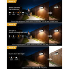 Brightown 2 Pack Solar Outdoor Lights, 2500Lm 223 Led Solar Flood Outdoor Lights With Motion Sensor 3 Modes, 3 Head 270° Wide Angle Street Area Ip65 Waterproof Security Wall Lights With Remote