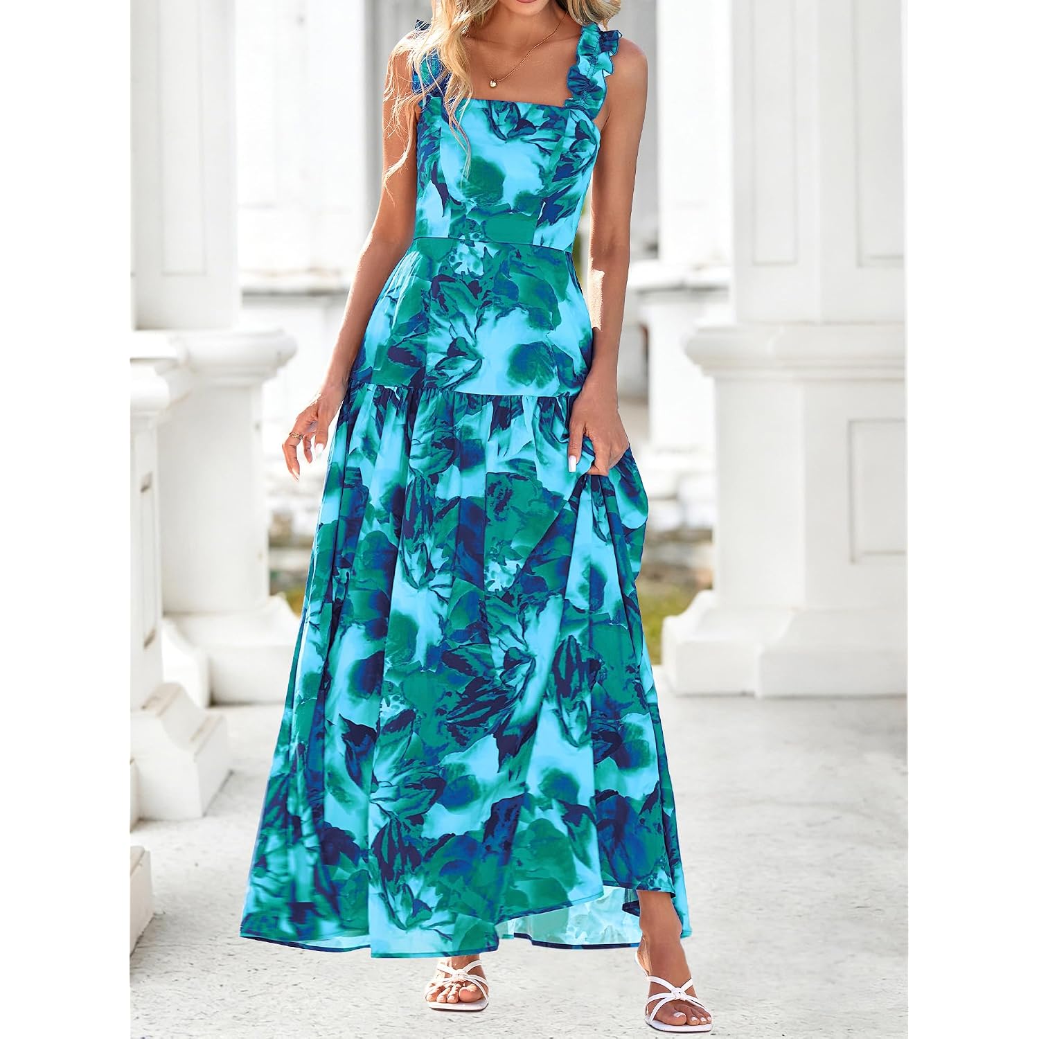 Btfbm Dresses For Women Summer 2026 Formal Sleeveless Smocked Floral Long Wedding Guest Dress Party Spring