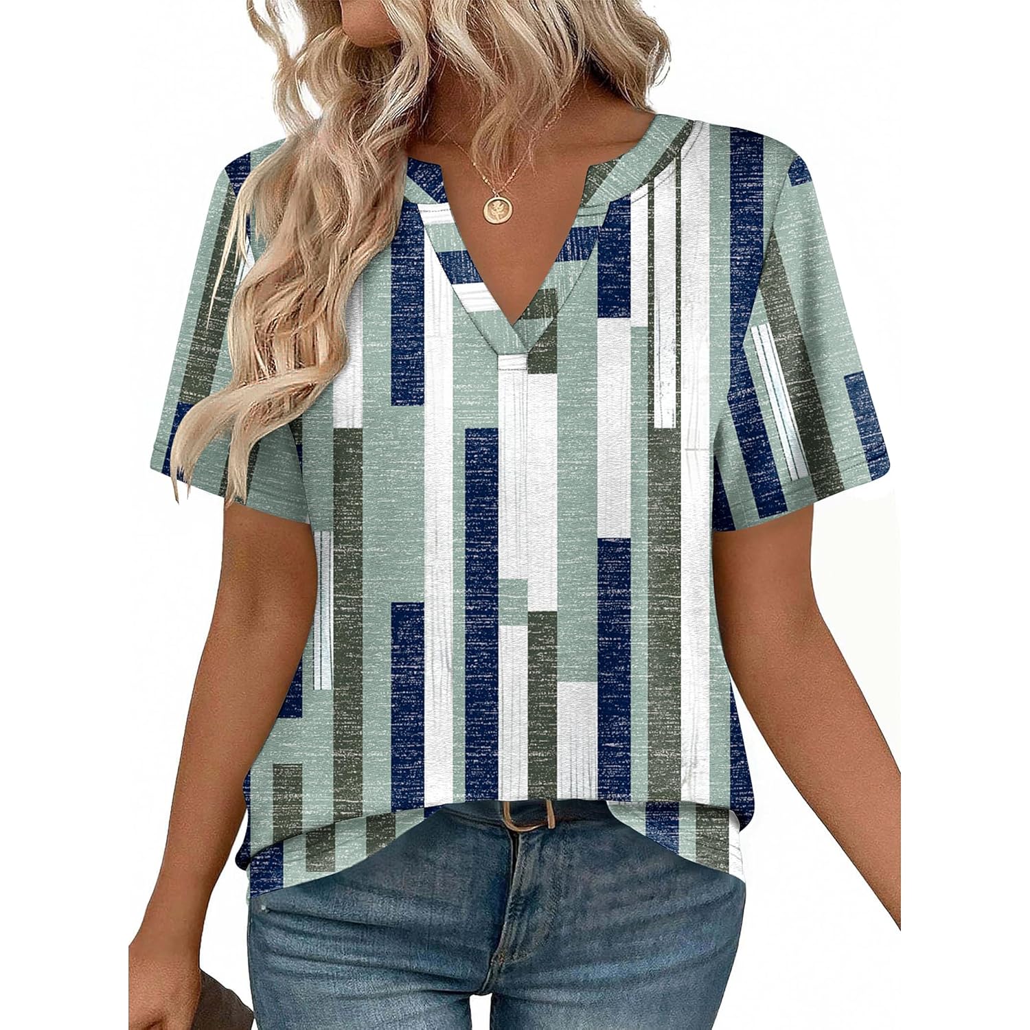 Womens Tops Short Sleeve V Neck Tee Shirts Cute Dressy Casual Clothing Business Work Blouse