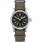 Hamilton Khaki Field Mechanical Men'S Watch, 38Mm Stainless Steel Case, Swiss Made, Black Dial Analog Wrist Watch For Men, 50M Waterproof, Sapphire Crystal, Textile Strap