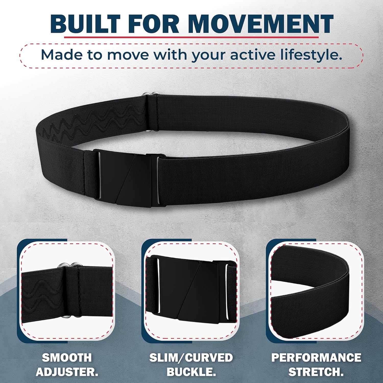 ONE-BELT No Show Invisible Elastic Belts for Women & Men 1.30" inch adjustable Non Slip Zero Bulk. Designed in USA.