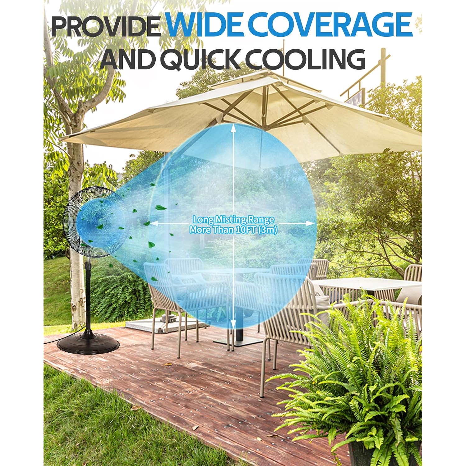Homenote Misting Fan Kit For Outside Cooling, 16.4Ft Misting Line | 5 Brass Nozzles, 3/4" Brass Adapter, Outdoor Mister System For Patio, Backyard & Poolside Relaxation