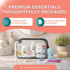 15-Piece Women’S Travel Toiletry Kit – Premium Brand-Name Shampoo, Conditioner, Body Wash, Deodorant & Toothpaste, Tsa Approved Travel Size Set With Clear Bag