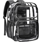 Clear Backpack For School - 17 Inch Heavy Duty Clear Bookbag | 2 Front Pockets, Reinforced 900D Oxford Base, Padded Straps, 0.5Mm Thick Pvc, Fit 16"Laptop, Load 22 Lbs. Age 12+ Students