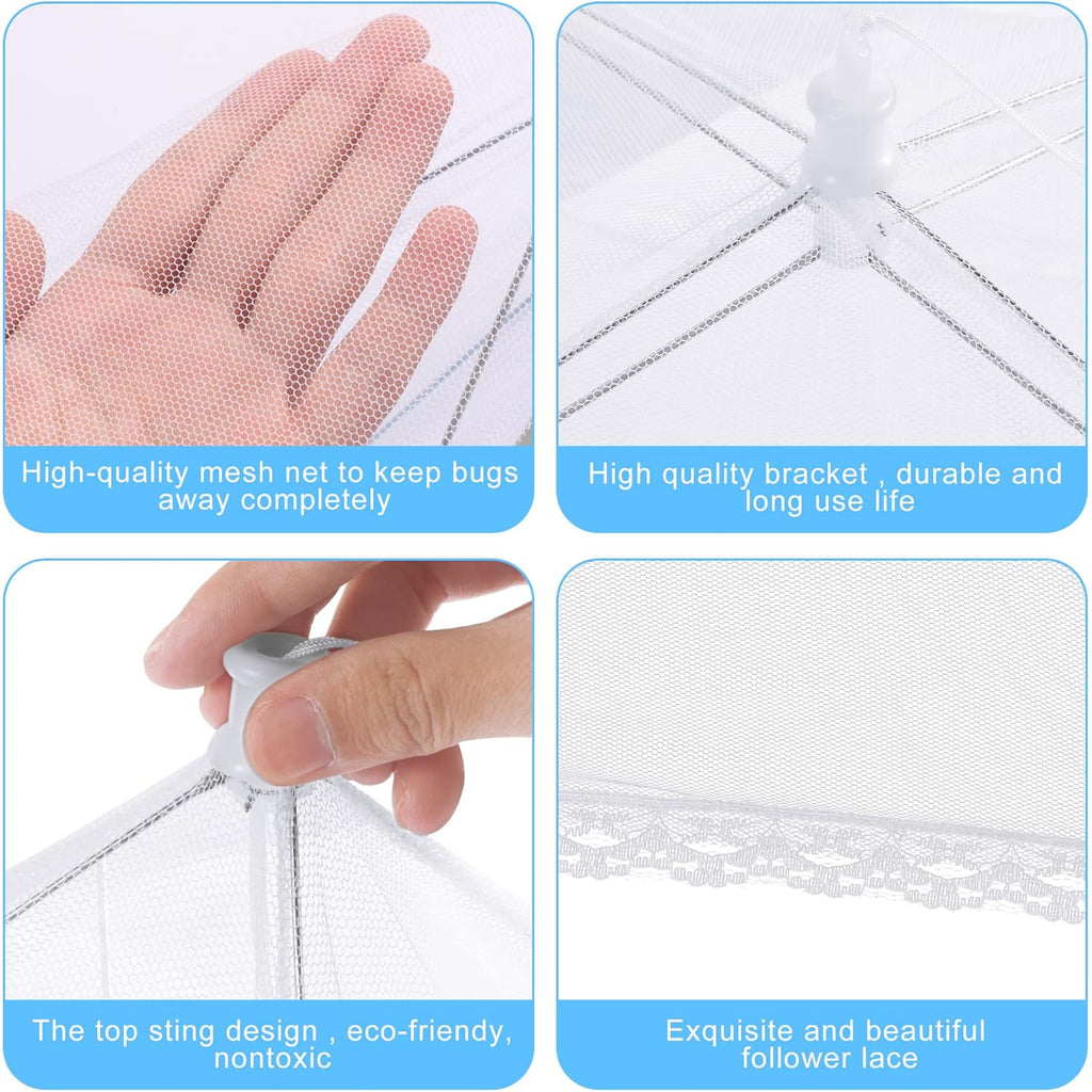 10 PACK Mesh Food Covers for Outside, Food Covers Outdoors Pop-up Food Tents 2 Extra Large (40"x24") & 8 Large (17"x17") for Picnic, Camping Supplies
