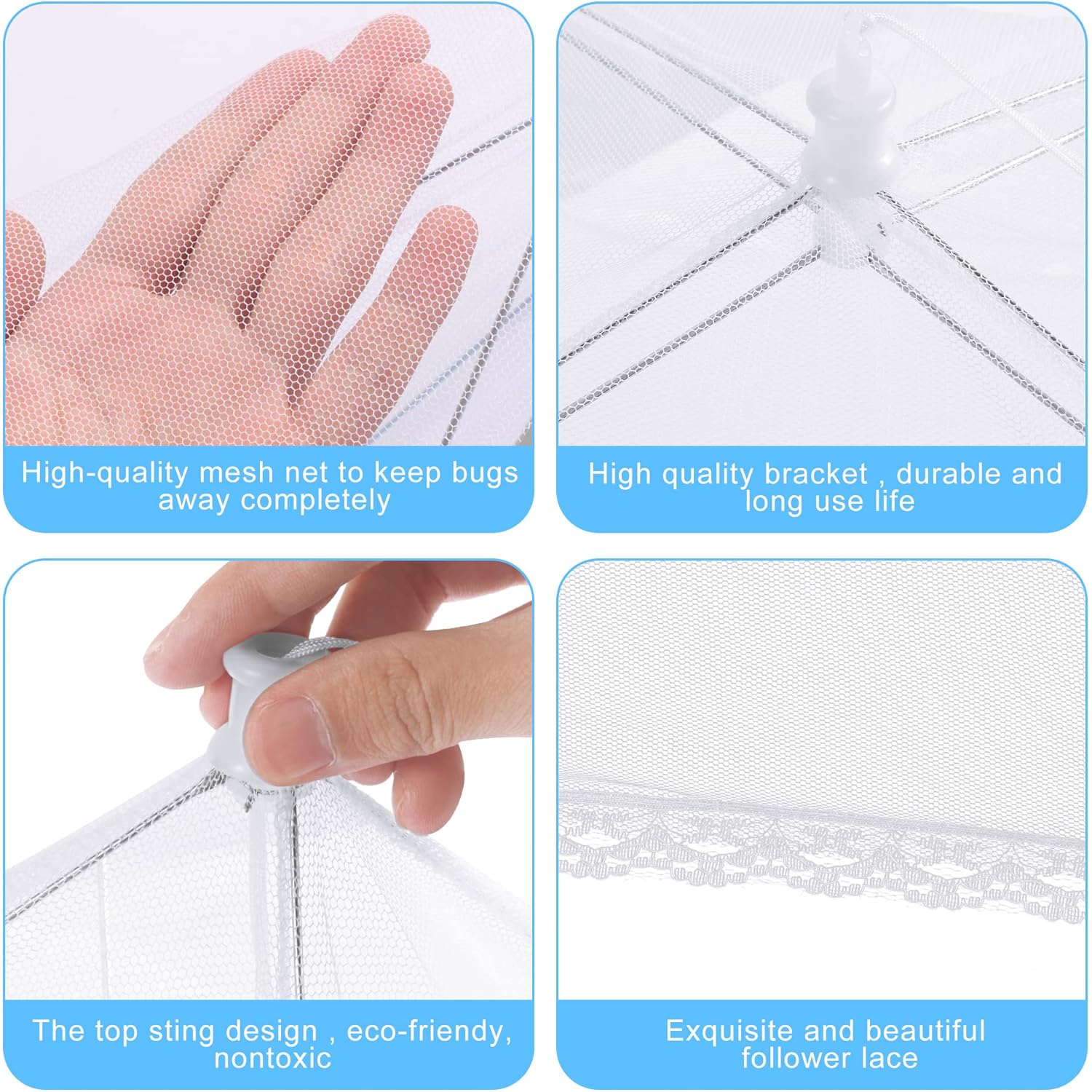 10 PACK Mesh Food Covers for Outside, Food Covers Outdoors Pop-up Food Tents 2 Extra Large (40"x24") & 8 Large (17"x17") for Picnic, Camping Supplies