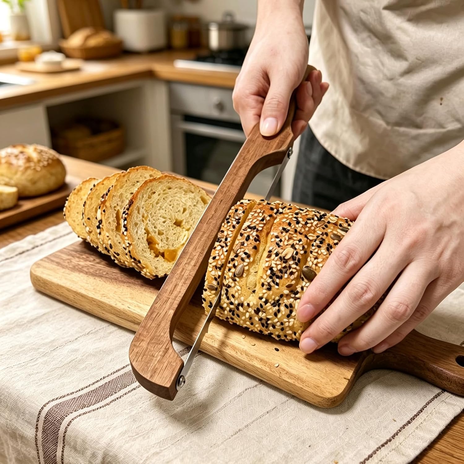 Sourdough Bread Knife For Homemade Bread, Bread Slicer-Cutter& Bread Bow Knife For Sourdough With Ergonomic Grip For Easy, Clean & Even Slicing, Bread Saw