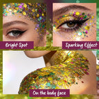 Mardi Gras Body Glitter Gel, Mardi Gras Outfit Body Glitter for Face Body Hair, Chameleon Color Changing Glitter Gel for Rave Party Mermaid Sequins Festival Accessories Shimmer Makeup #10