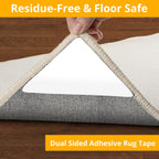 Daisyhome 12 PCS Rug Tape, Rug Pad Gripper for Hardwood Floors, Double Sided Adhesive Carpet Tape, Reusable Anti Slip Rug Grips for Area Rugs to Keep Rugs in Place