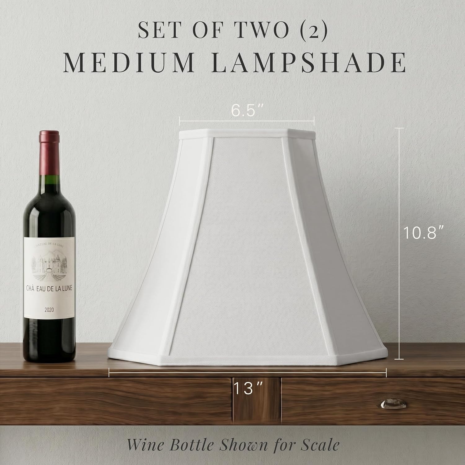 2-Pack White Square Cut Corner Lamp Shades, 6.5" Top × 13" Bottom × 10.8" Height, Spider Fitter – Medium Shade For Table Lamps, Foldable Bell Fabric Lampshade, Modern & Minimalist Home Decor.