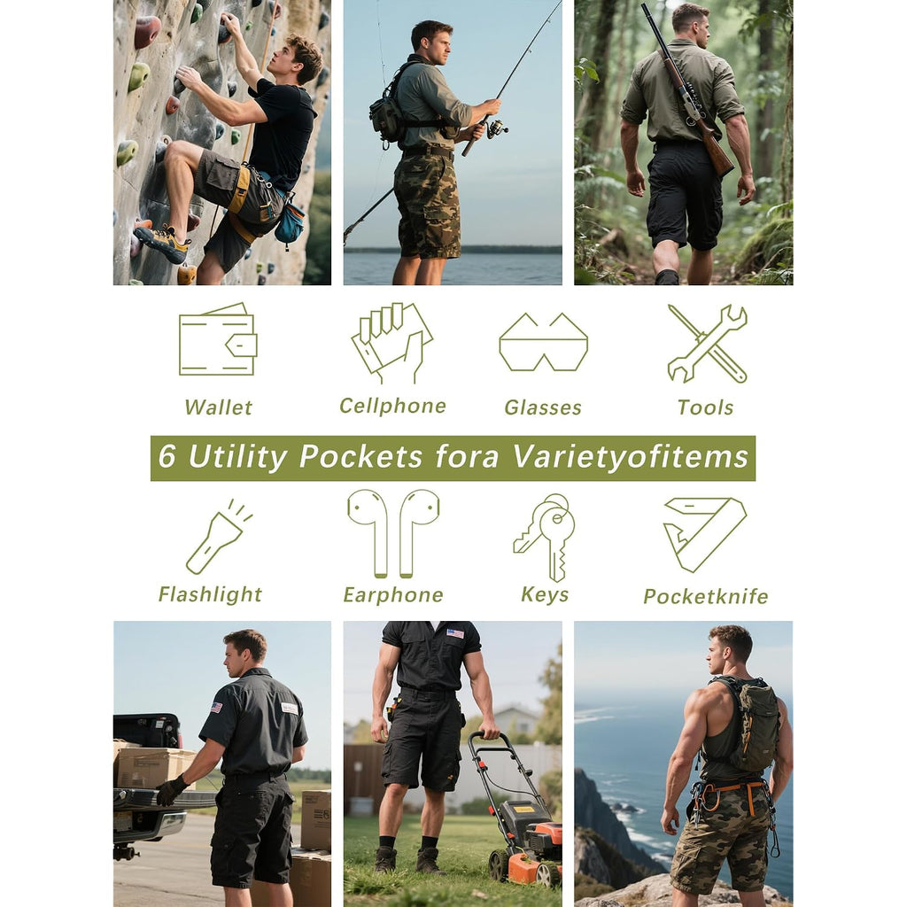 Camo Cargo Shorts For Men Cotton Casual Wild Outdoor Work Relaxed Fit Shorts With Multi-Pocket