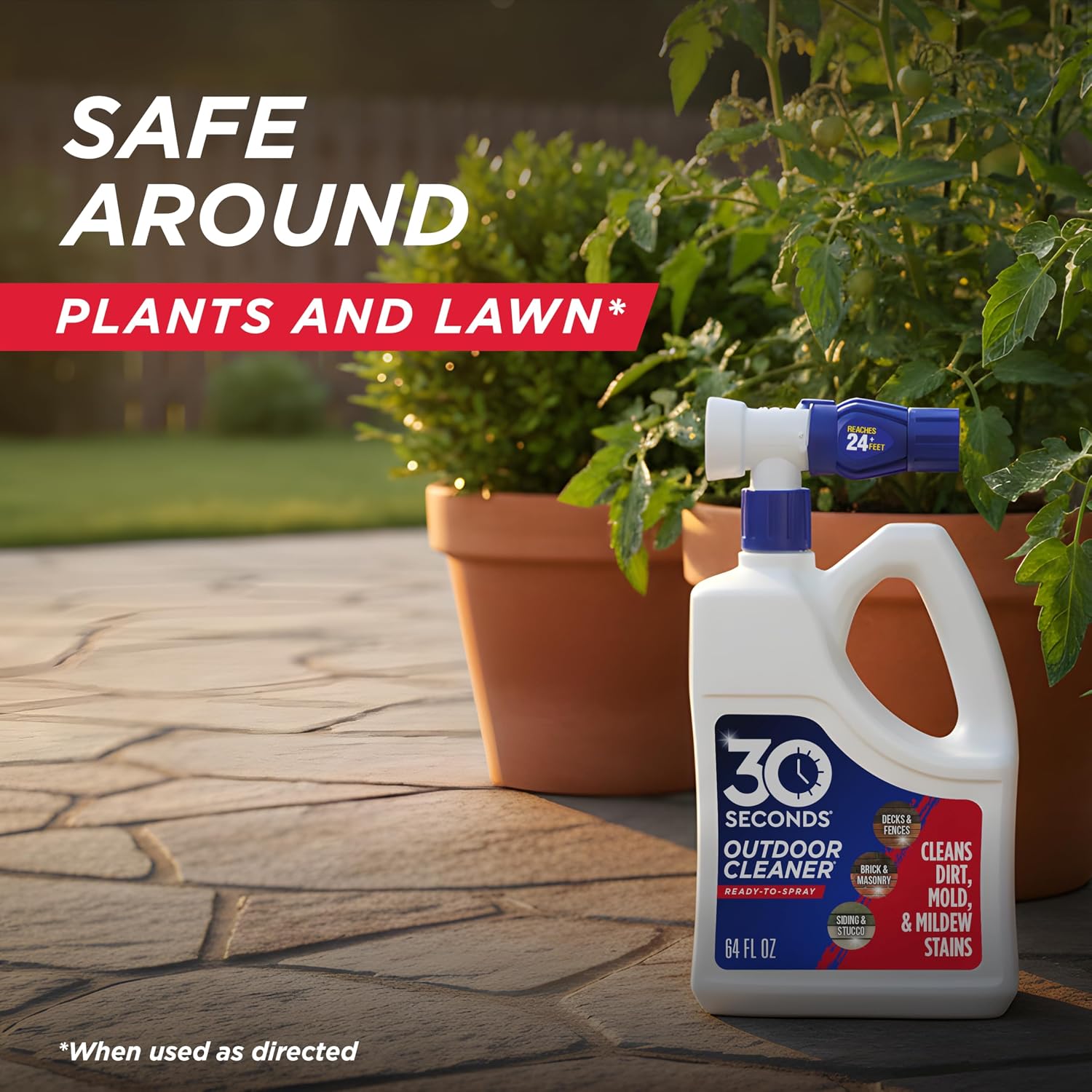 30 Seconds Outdoor Cleaner 2 Pack With Hose End Sprayer - Cleans Stains From Algae, Mold And Mildew On Vinyl Siding, Deck, Patio, Brick And More
