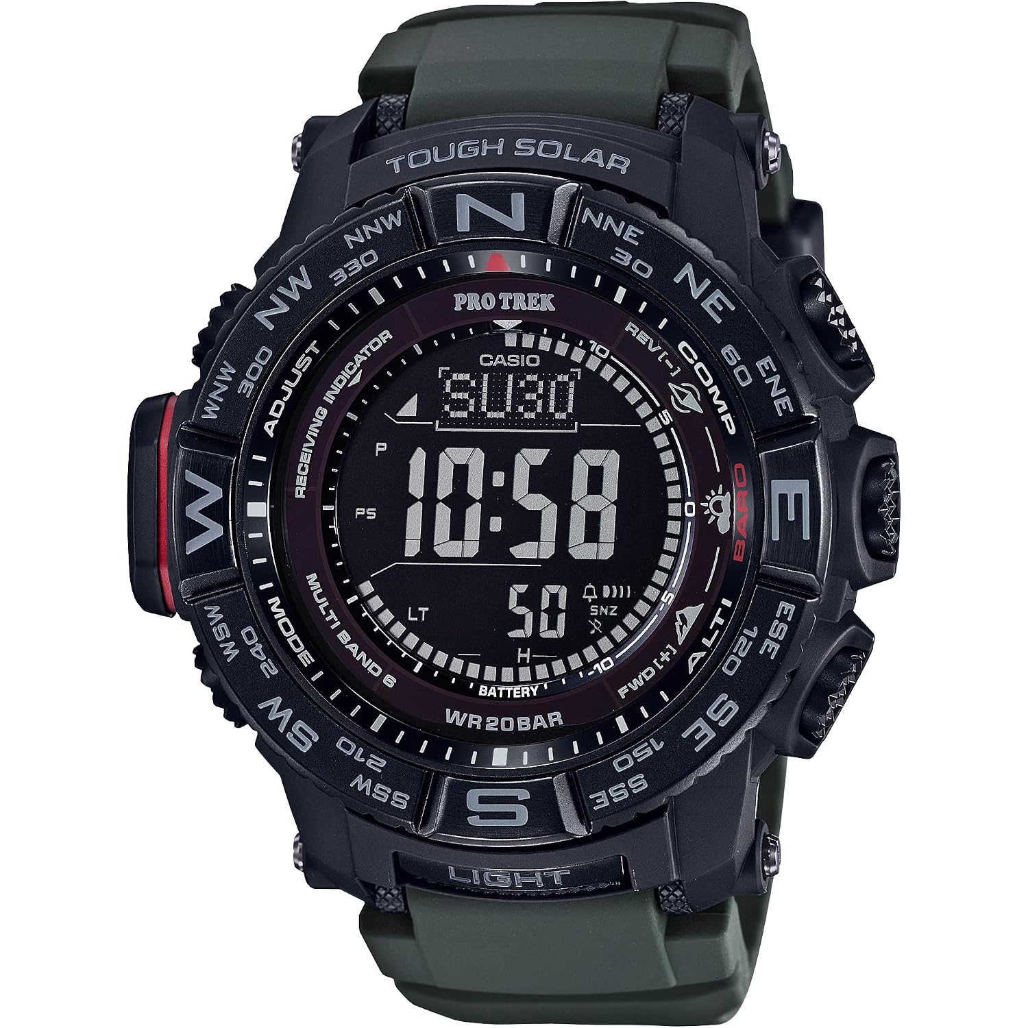 Casio Prw3500 Series | Pro Trek | 100M Wr | Compass | Alt/Baro-Thermo | Tough Solar Power | Atomic Timekeeping | 1-100 Sec Stopwatch | Countdown Timer | World Time
