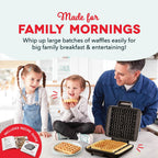 Dash No-Drip Waffle Maker - Makes Four Waffles At Once For Hassle-Free Breakfasts - Dual Nonstick Heating Plates & Quick Heat-Up System - Easy-Release Surface - Silver