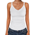 V Neck Tank Tops for Women Ribbed Knit Camisole 2026 Summer Casual Sleeveless Slim Fitted Basic Cami Shirts Clothes