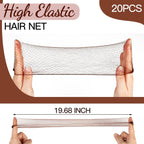 Fandamei Hair Accessories Set: 20Pcs Mesh Hair Nets Invisible And 40Pcs U Shaped Hair Pins For Women, Girls, Ballet Bun Maker & Dance (Hair Nets- 20 Inch(50Cm), Hair Pins- 2.4 Inch(6Cm)), Brown