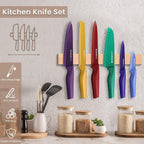 Astercook Knife Set, 12 Pcs Color-Coded Kitchen Knives Set, 6 Color Anti-Rust Coating Stainless Steel Chef Knife Sets with 6 Blade Guards Dishwasher Safe Perfect Holiday Gifts for Kitchen