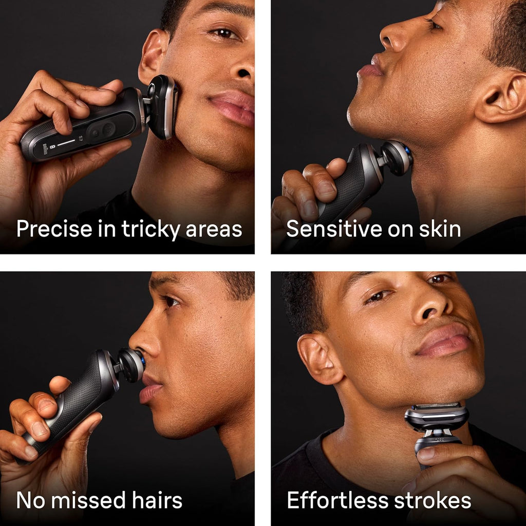 Braun Electric Razor for Men Series 7, Electric Shaver, Extra Head, Precision Trimmer, 4-in-1 Clean & Charge Center, Case, S7 7187ps