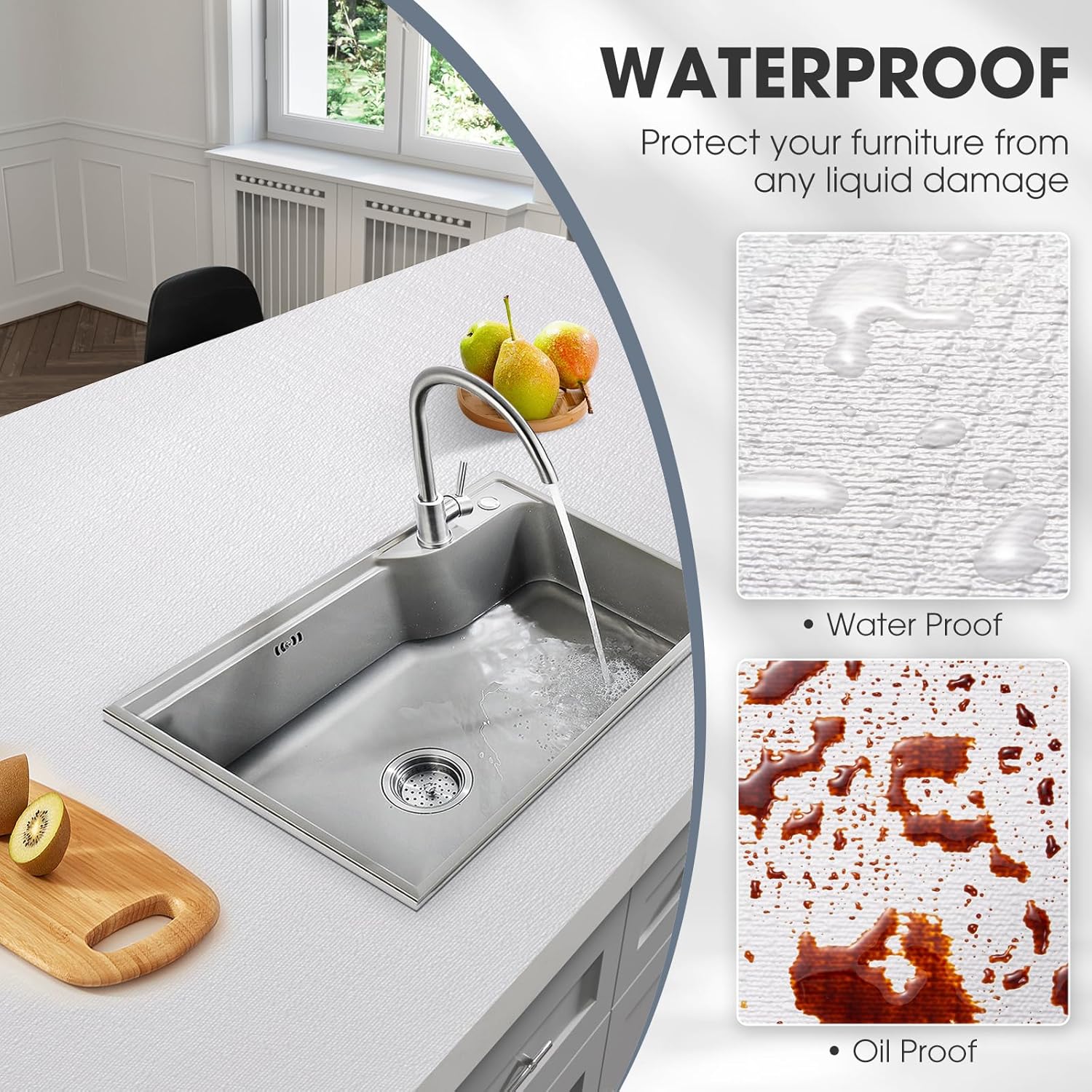 Drawer and Shelf Liner, Non-Slip Kitchen Cabinet Liners Non-Adhesive Thick Strong Grip Waterproof Washable Mats Protect Dresser Shelves Cupboard Bathroom Cabinets, White, 12 in X 10 FT