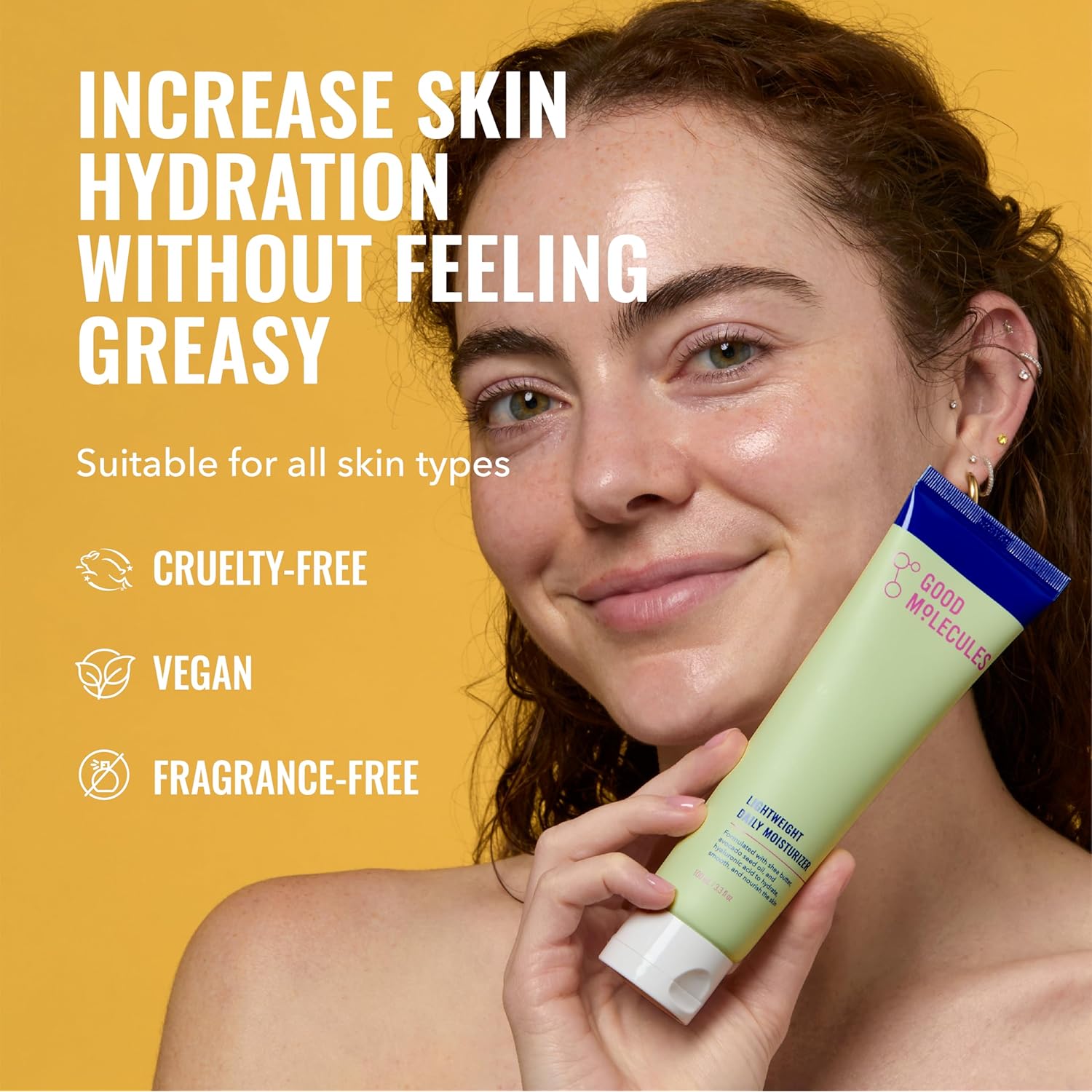 Good Molecules Lightweight Daily Moisturizer Face Cream – 100 ml / 3.38 fl oz - Non-Greasy Facial Moisturizer Face Lotion with Shea Butter & Hyaluronic Acid