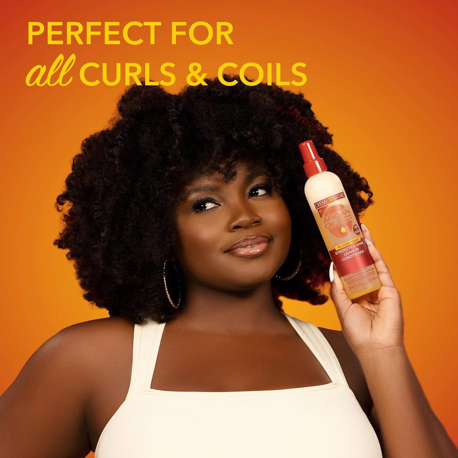 Creme of Nature Strength & Shine Leave-In Conditioner, Dual-Action Moisture & Protection, Infused with 100% Organic Argan Oil from Morocco, 8.45 fl oz