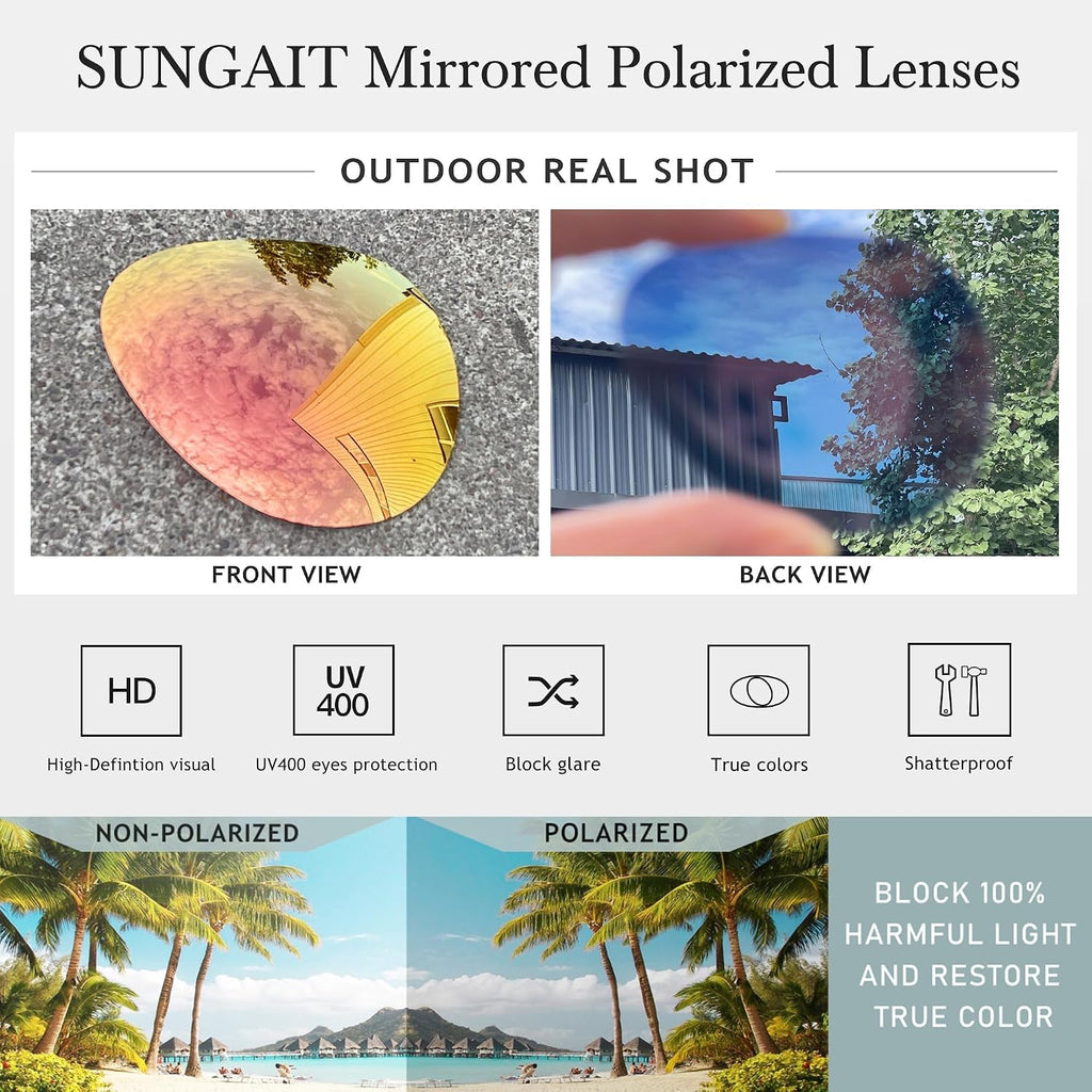 SUNGAIT Women's Lightweight Oversized Aviator Sunglasses - Mirrored Polarized Lens Classic Style 01 2026 Rose Gold Frame/Pink Mirror Lens