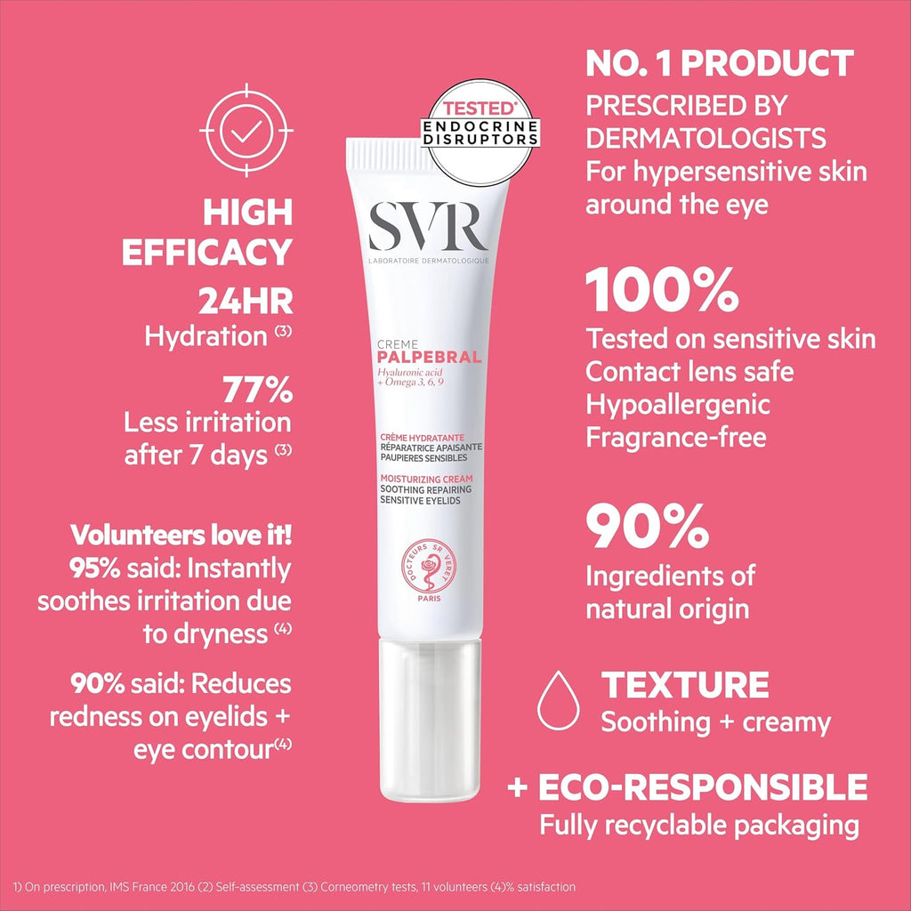 Svr Palpebral Eye Cream. Hyaluronic Acid & Shea Butter Ultra-Soothing For Extremely Dry, Itchy & Sensitive Skin Prone To Irritations. Steroid & Fragrance-Free Formula, Non-Comedogenic. 0.5 Fl.Oz