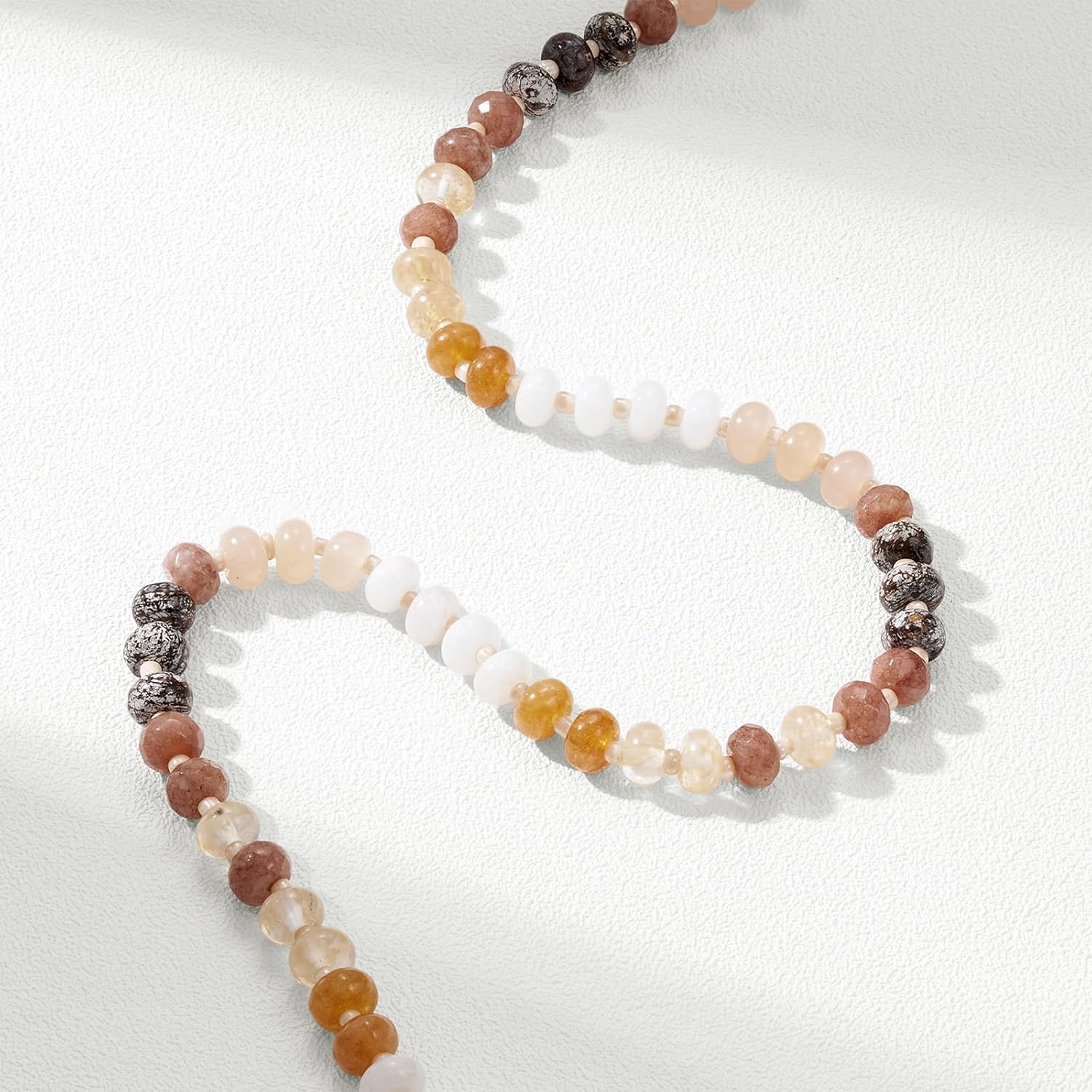 KissYan Beaded Necklaces for Women, Gemstone Bead Boho Choker, Natural Stone Handmade Fashion Autumn Winter Jewelry Gifts