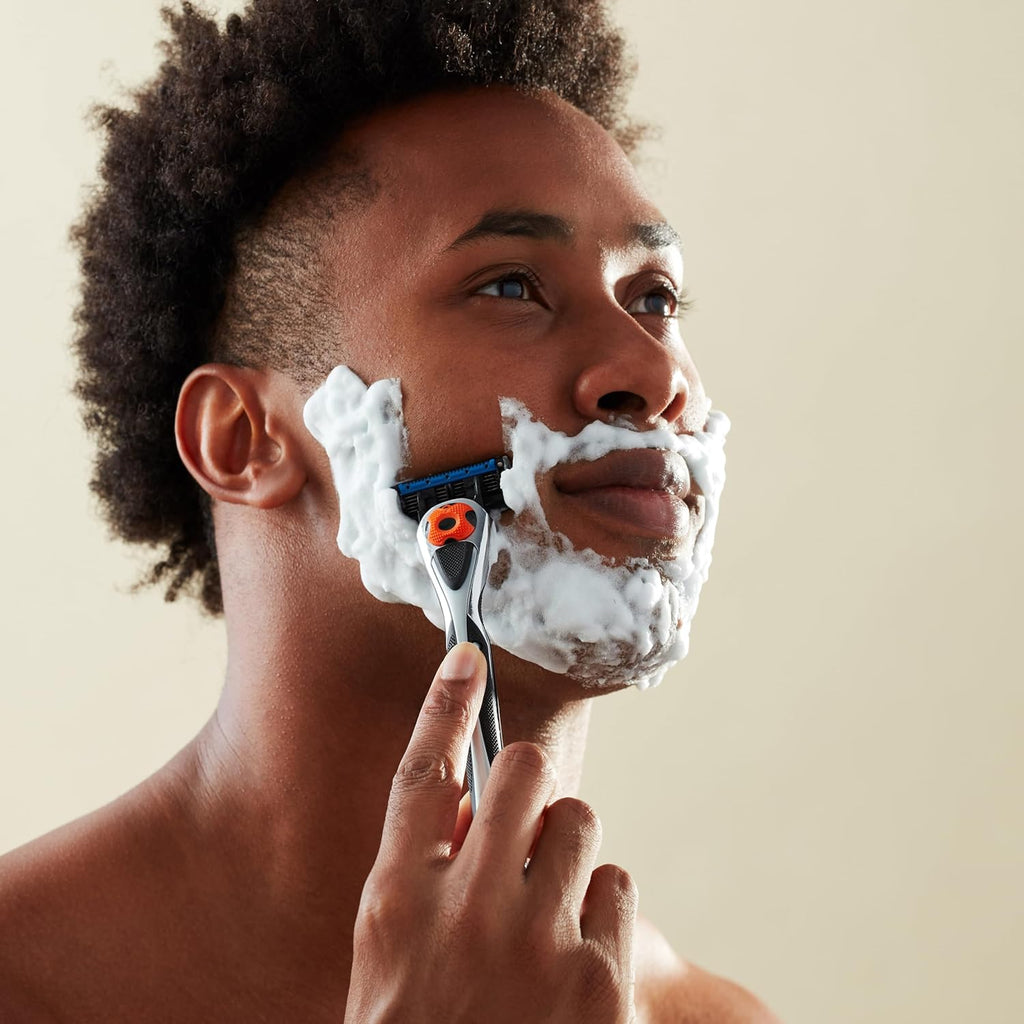 Amazon Basics 5-Blade MotionSphere Razor for Men with Dual Lubrication and Precision Beard Trimmer, Handle & 2 Cartridges (Cartridges fit Amazon Basics Razor Handles only) (Previously Solimo)
