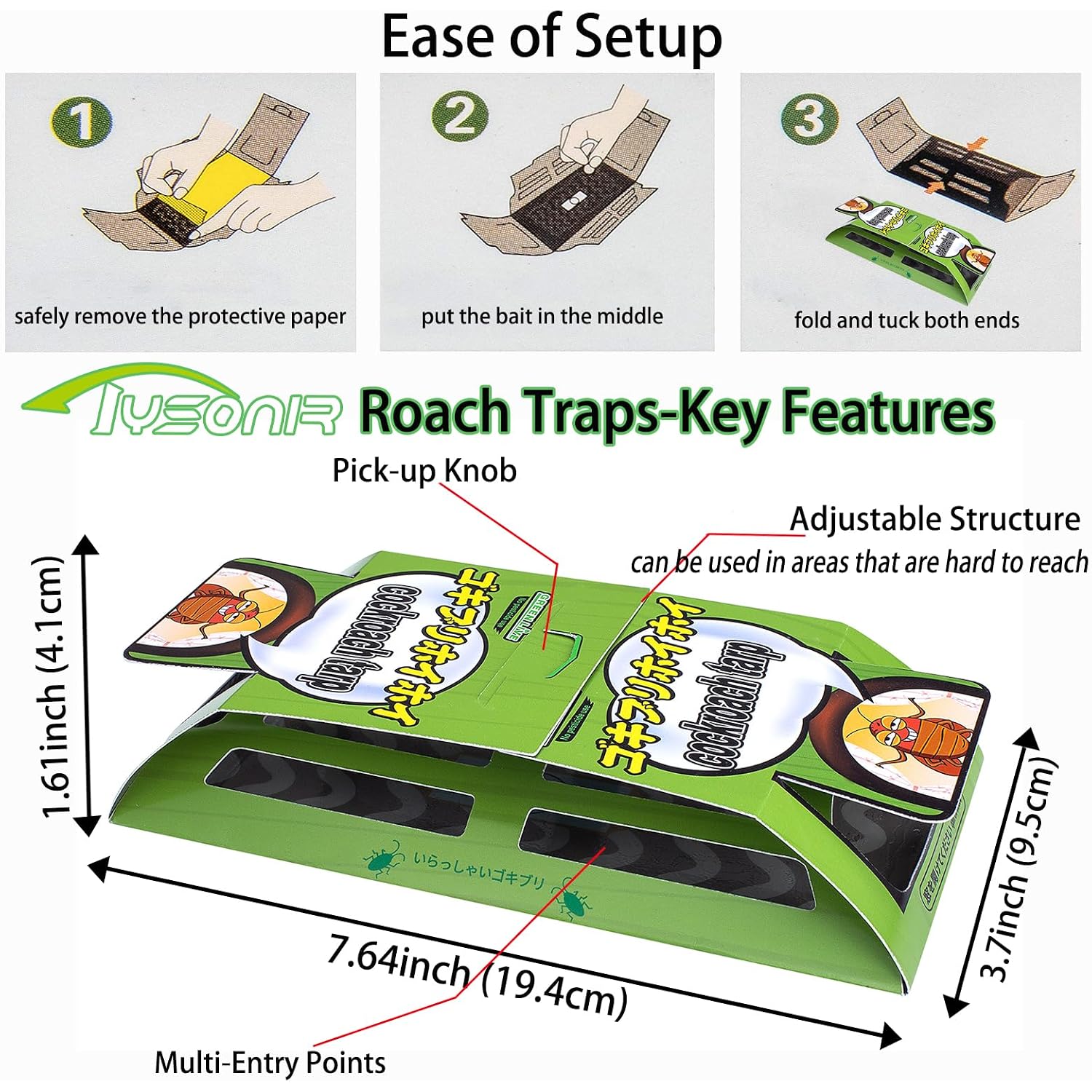 Cockroach Traps,Roach Traps,Cockroach Bait,Roach Motel,Child & Pet Friendly (10 Pack)