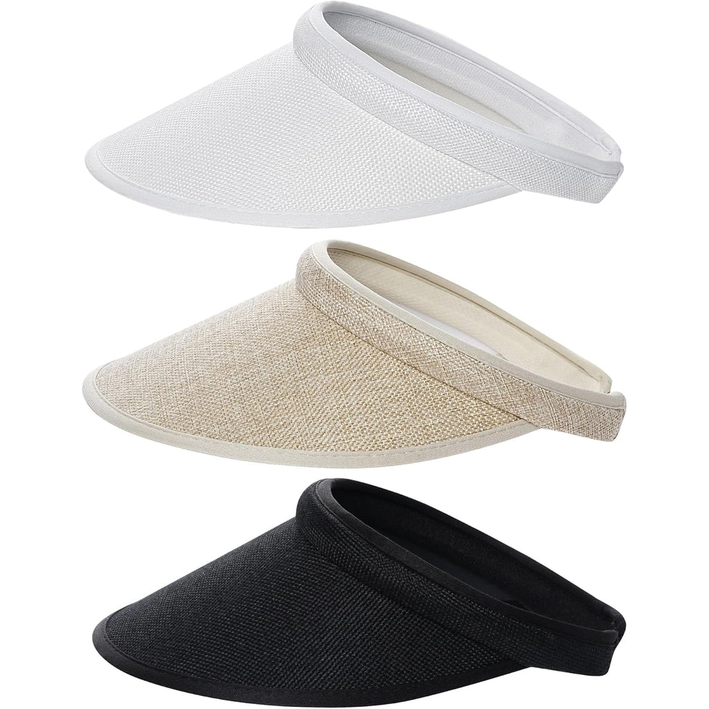 Dxhycc 3 Pack Sun Visor Hats for Women Men Clip On Wide Brim Visors Outdoor Golf Beach Tennis Cap